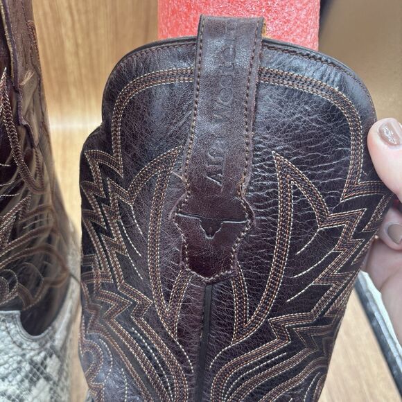 Alfa Western Wear Rustic Natural Python Leather Cowboy Boots Size 28 US 10 Men’s - Picture 7 of 10